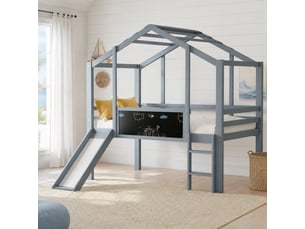 Lit cabane 90x200 cm <strong></strong> <strong></strong> coloris gris