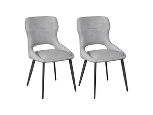 Chaises de salle à manger lot de 2 à dossier perforé  - assise ergonomique en chenille et métal gris