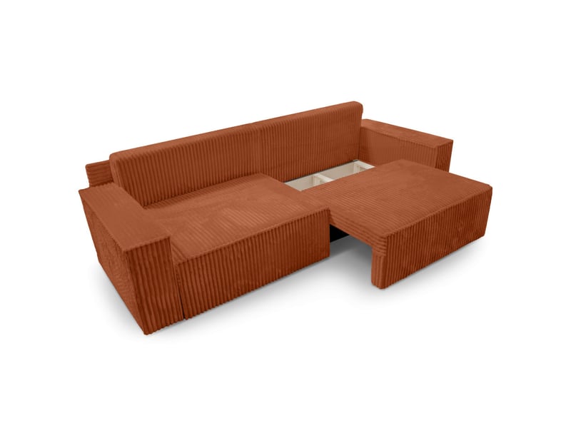  Farah - canapé droit assise profonde 3 places convertible en velours côtelé épais  - Conforama D