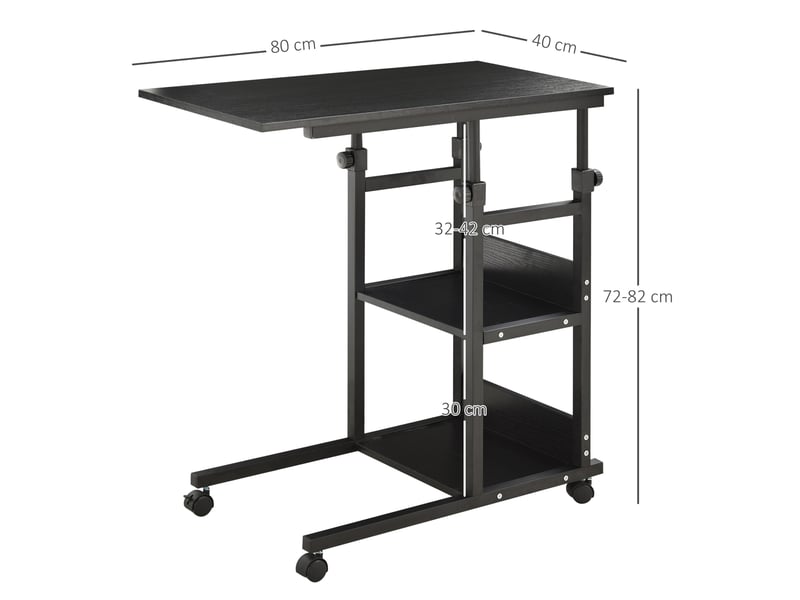  Table d'appoint | bout de canapé portable hauteur réglable cadre métal noir  - Conforama E
