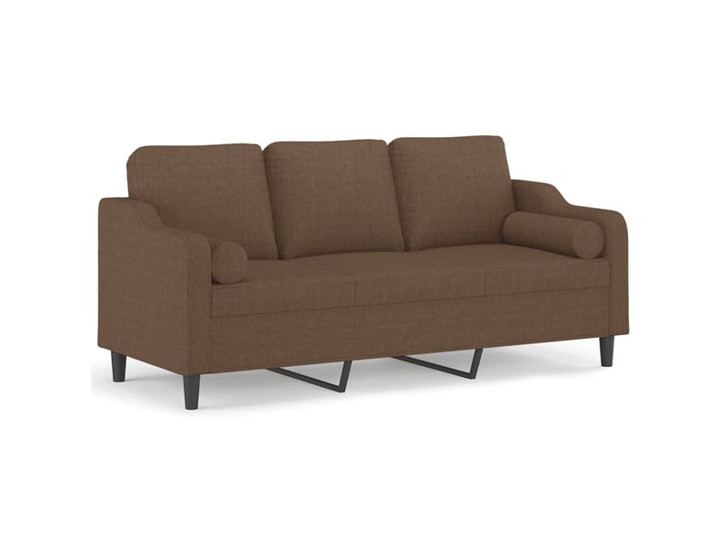  Canapé droit, sofa, canapé 3 places avec oreillers décoratifs marron 180 cm tissu cf20131  - Conforama A