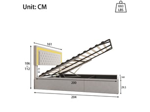 Lit coffre 160x200 cm <strong></strong>  <strong></strong> coloris beige