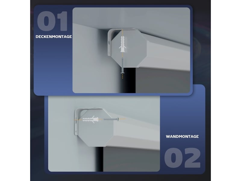  Écran de projection motorisé 100 pouces 16:9 – blanc – télécommande et fixation murale ou plafond incluse  - Conforama D