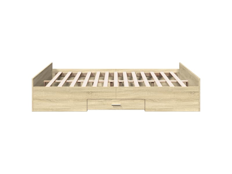 Lit double- lit adulte - cadre de lit avec tiroirs sans matelas chêne sonoma 150x200 cm - Conforama D