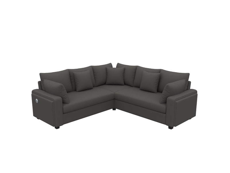 Canapé d’angle 5 places 198x198x83 cm led et ports usbusb-c bois gris  - Conforama A