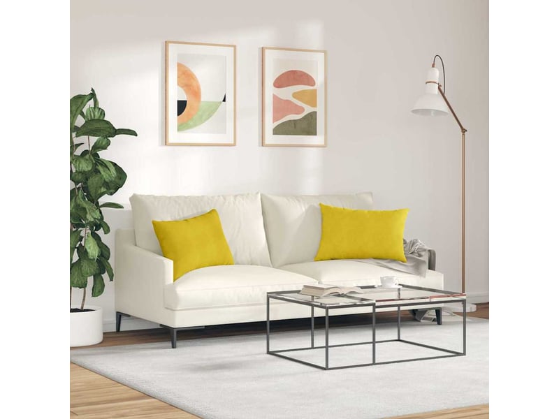 Lot de 2 coussins de canapé, coussins décoratifs jaune 60 x 40 cm cf59107 - Conforama D