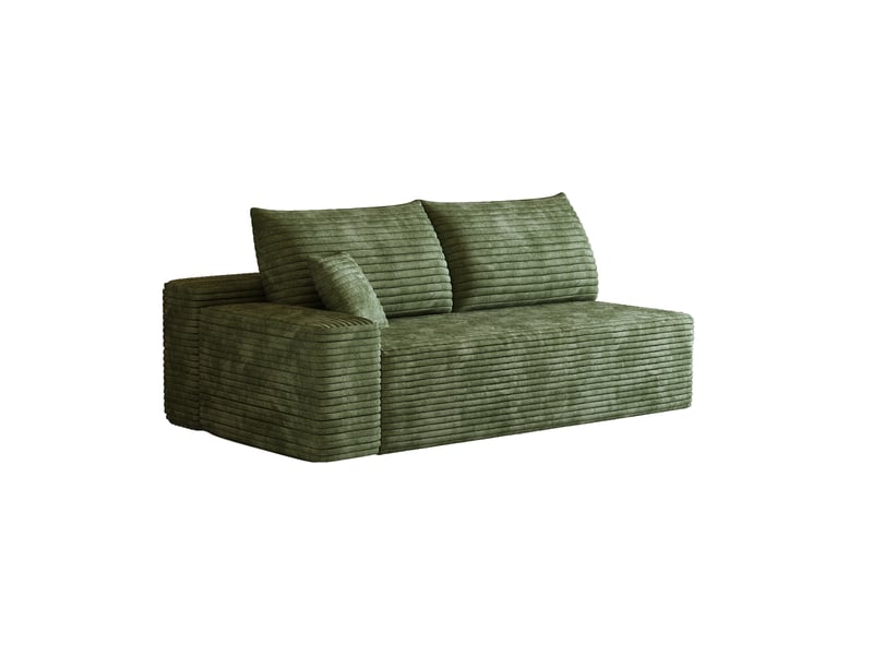  Canapé 2 places vert en velours côtelé avec méridienne gauche 175cm  - Conforama E