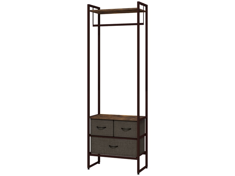  Portant à vêtements avec 3 tiroirs et tringle marron 58,5 x 30 x 178 cm  - Conforama B
