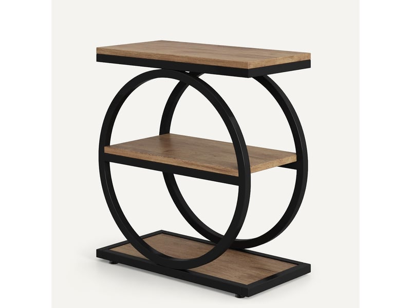  Table d’appoint à 3 niveaux – mdf et métal – noir et brun – 60 x 30 x 65 cm  - Conforama A