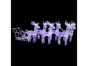 Décoration de noël rennes et traîneau 320 led acrylique
