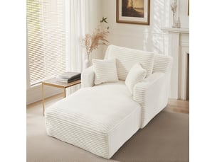 Méridienne convertible avec rembourrage confortable et usage relax ou couchage, en velours côtelé crème