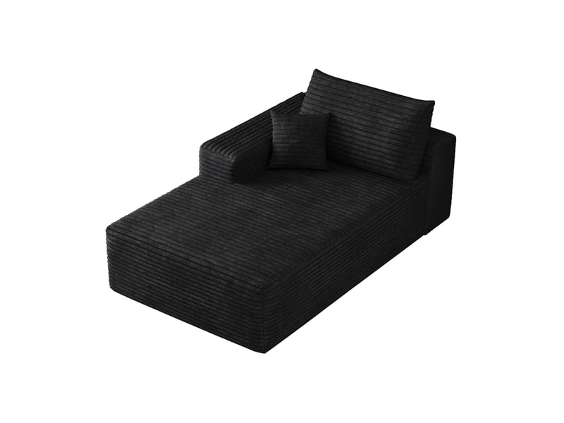  Canapé-lit modulable 1 place avec méridienne noir en velours côtelé  - Conforama A