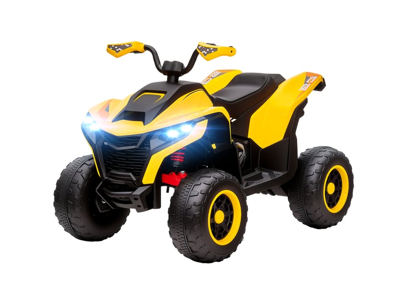  Quad électrique pour enfants, 3-6 kmh, phares led, musique, port usb, pour les 3-8 ans, jaune  - Conforama B