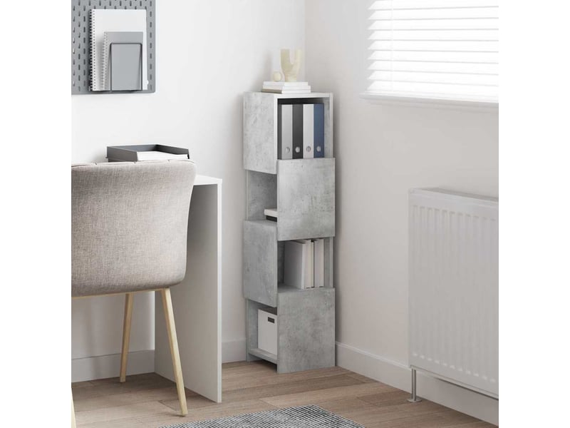  Meuble d'angle, meuble de rangement salon 25,5x25x102cm bois d'ingénierie gris béton  - Conforama D