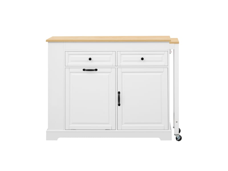  Îlot de cuisine mobile,112x45x92 cm,extensible à 180 cm,mdf,blanc et naturel  - Conforama A