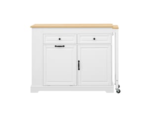 Îlot de cuisine mobile,112x45x92 cm,extensible à 180 cm,mdf,blanc et naturel