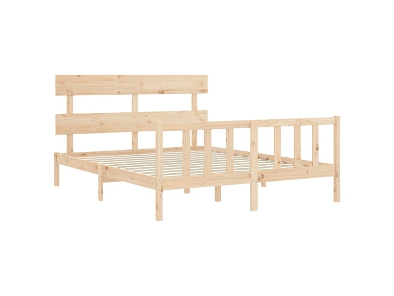  Lit double- lit adulte -  cadre de lit sans matelas 160x200 cm bois massif de pin  - Conforama D