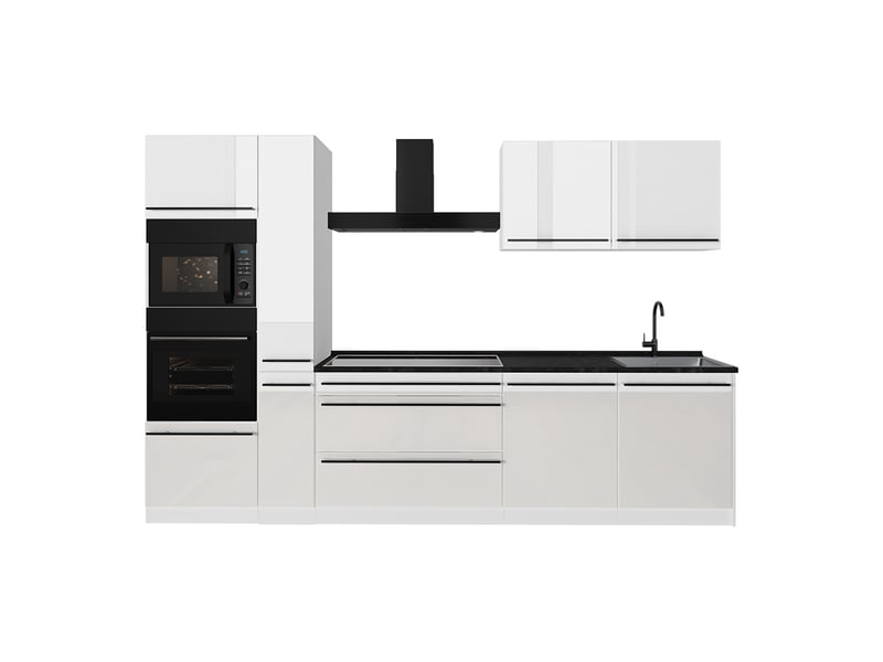  Vicco cuisine, blanc haute brillanceblanc, 310cm plan de travail anthracite  - Conforama A