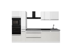 Vicco cuisine, blanc haute brillanceblanc, 310cm plan de travail anthracite