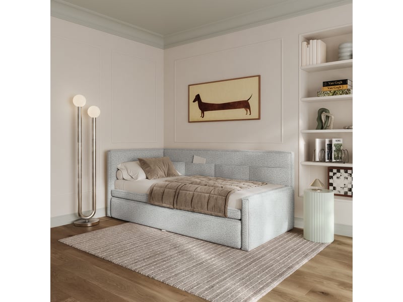  Selsey nesmi - lit rembourré - 90x200 cm - tissu tressé bleu clair Nesmi - Conforama B