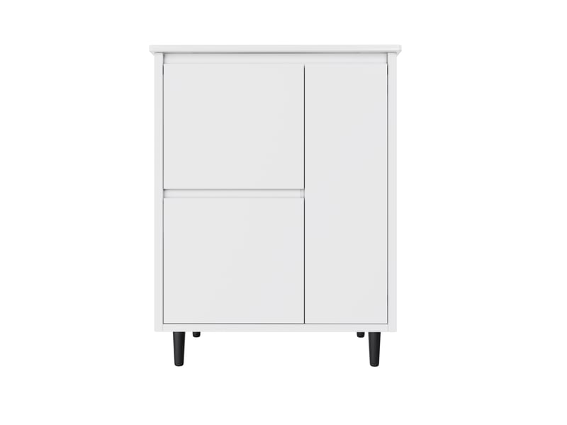  Meuble vasque blanc avec lavabo intégré, tiroirs et charnières amorties 61 cm  - Conforama A