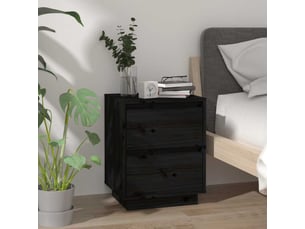 Lot de 2 tables de chevet - cabinet de chevet - table de nuit noir 40x35x50 cm bois de pin solide