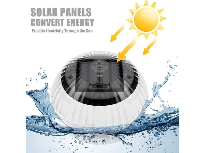 Projecteur de piscine solaire avec deux lumières led flottantes, changement de couleur automatique, étanche et sphérique, transparent HRC0001114LY - Conforama E
