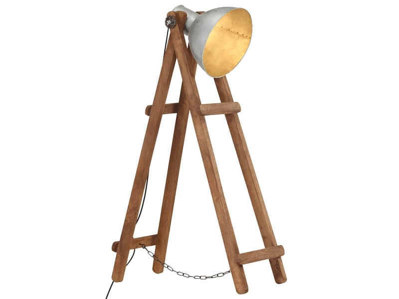  Lampadaire argenté e27 bois de manguier massif  - Conforama B