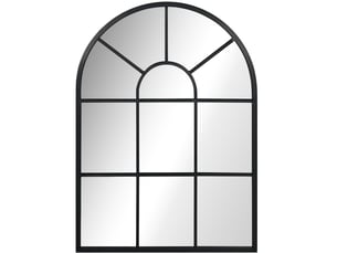 Miroir mural fenêtre arqué 70 x 50 cm – noir – cadre métal décoratif à fixation murale préinstallée
