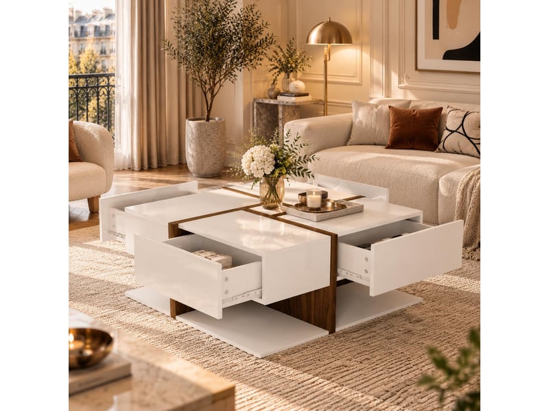  Table basse 78x78x34,8 cm coloris blanc ORWF3107001WAA - Conforama B