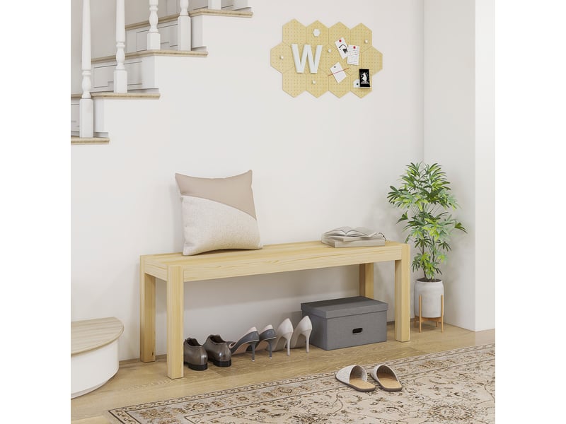  Banc de cuisine en bois massif 2 places, banc de salle à manger, charge 240 kg, 120 x 33 x 45 cm, bois naturel  - Conforama C