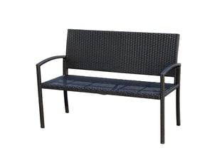 Banc de jardin 2 places, banc d'extérieur avec dossier et assise en rotin pe, charge maximale 240 kg, 122 x 60 x 85 cm, noir