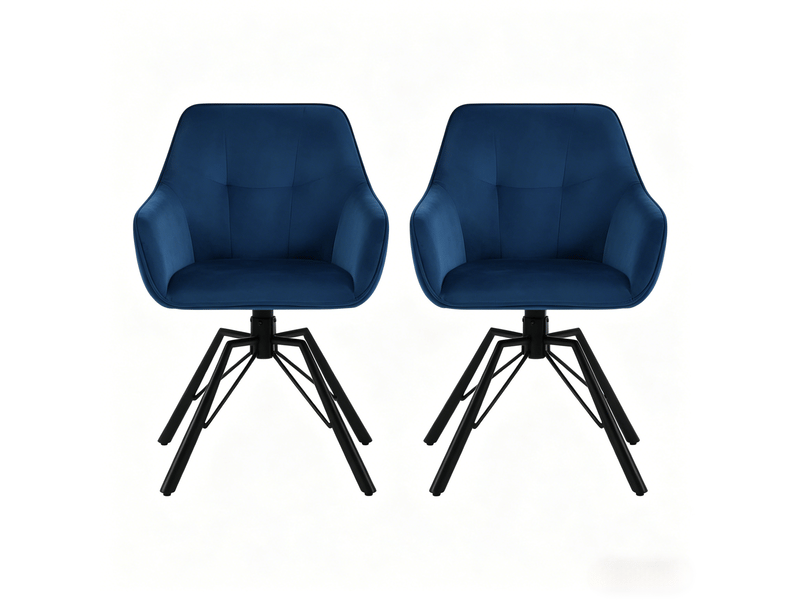  Chaise de salle à manger pivotante 57x50x82 57x50x82,5cm, accoudoirs acier bleu lot de 2  - Conforama A
