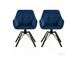 Chaise de salle à manger pivotante 57x50x82 57x50x82,5cm, accoudoirs acier bleu lot de 2