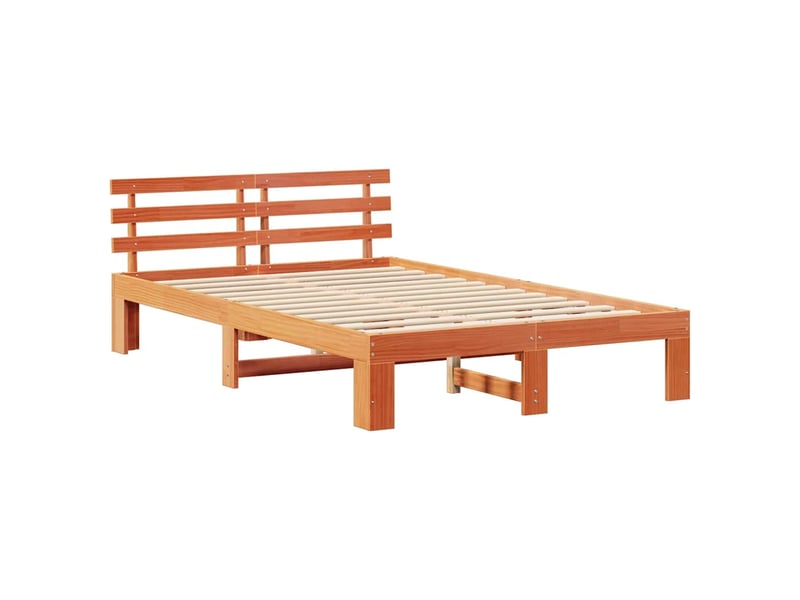 Lit double- lit adulte -  cadre de lit avec tête de lit brun  120 x 190 cm pin massif  - Conforama C