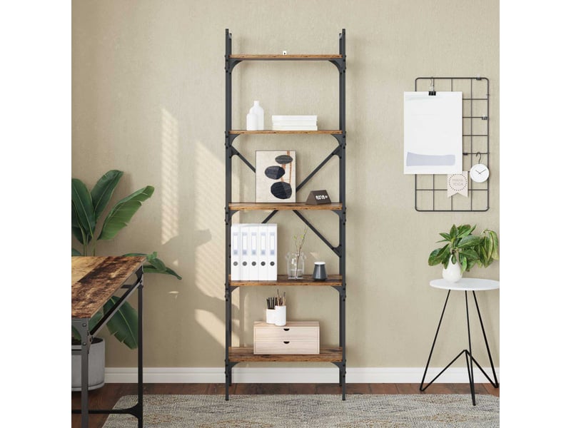  Bibliothèque 5 niveaux, armoire à livres 56 x 32 x 174 cm bois d'ingénierie shl8297  - Conforama D
