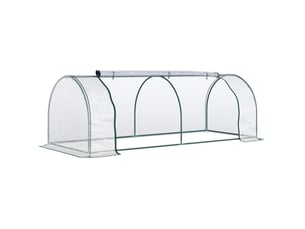 Serre de jardin basse 250 x 100 x 80 cm – transparente – porte enroulable et fixation au sol pratique