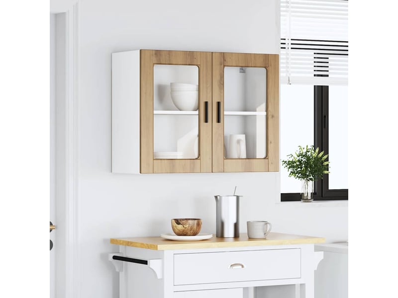  Armoire murale de cuisine porte en verre porto chêne artisanal shl5161  - Conforama C