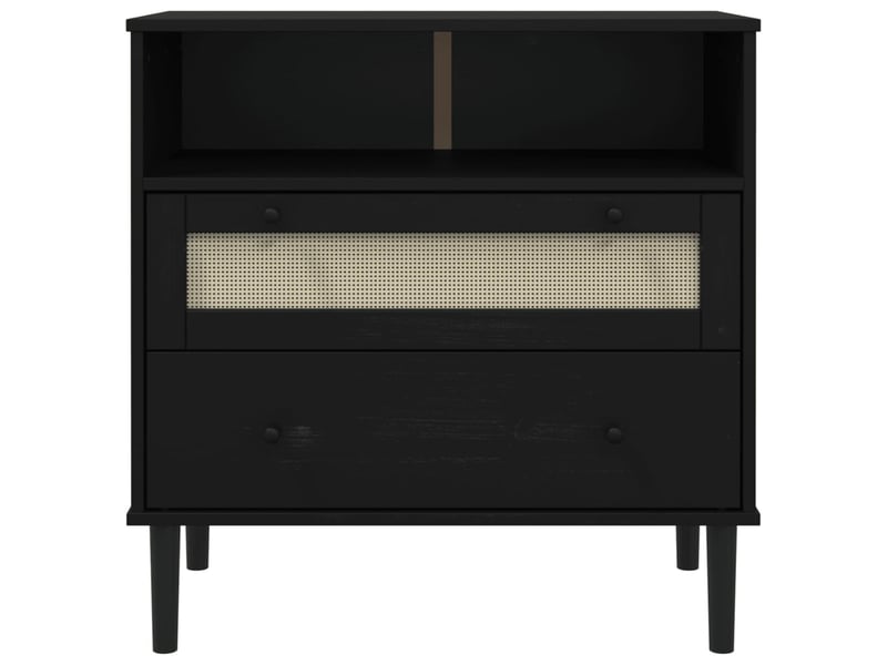  Buffet - bahut - meuble de rangement senja aspect rotin noir 80x40x80 cm bois massif de pin  - Conforama E