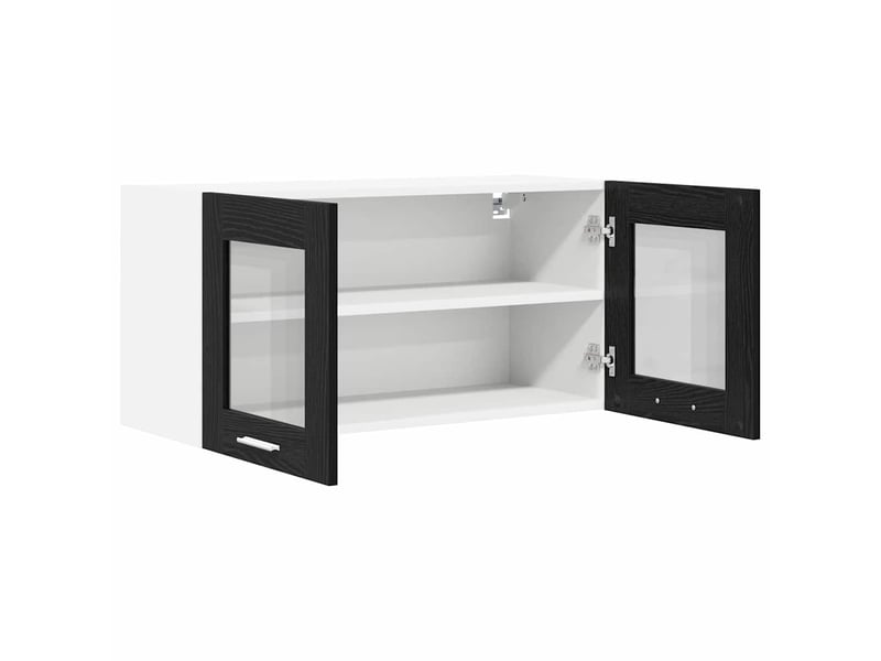  Meuble de rangement cuisine, armoire suspendue chêne noir et blanc 80x31x40cm  - Conforama E
