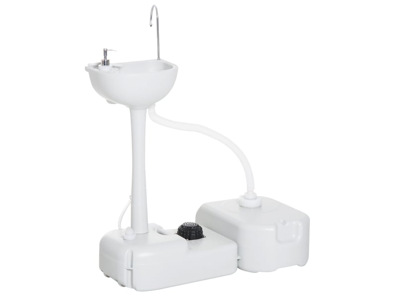  Lavabo de camping 83x50x103 cm avec pompe à pied gris clair  - Conforama A