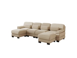 Canapé modulaire,336x161x94 cm,4 places avec 2 poufs,velours côtelé,beige