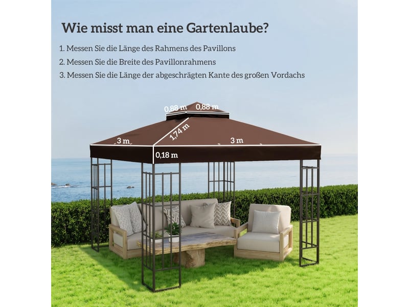  Toit de rechange pour pavillon - dimensions 300x300 cm - tissu oxford 600d - protection upf30+ 300x300x1cm - Conforama C