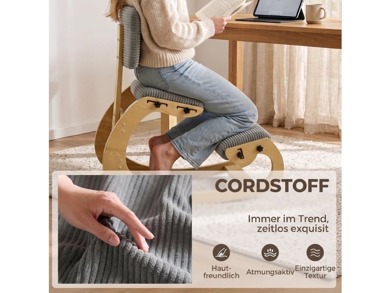  Chaise de bureau ergonomique à genoux avec dossier et bascule douce pour bureau et méditation en polyester gris foncé  - Conforama C