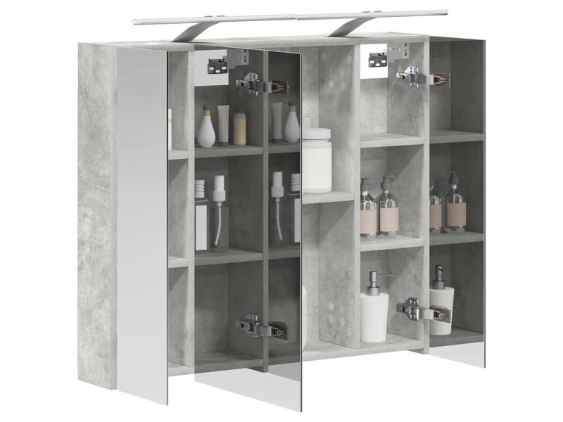 Armoire miroir de salle de bain, cabinet de salle de bain gris béton 80 x 14.5 x 70 cm cf65165 - Conforama C