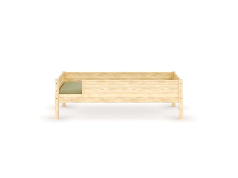 Pack lit banquette avec barrière et matelas 90x200 cm louw  bois naturel Louw - Conforama E