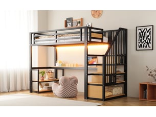 Lit mezzanine 90x200 cm <strong>BGSRYAO</strong> <strong></strong> coloris noir