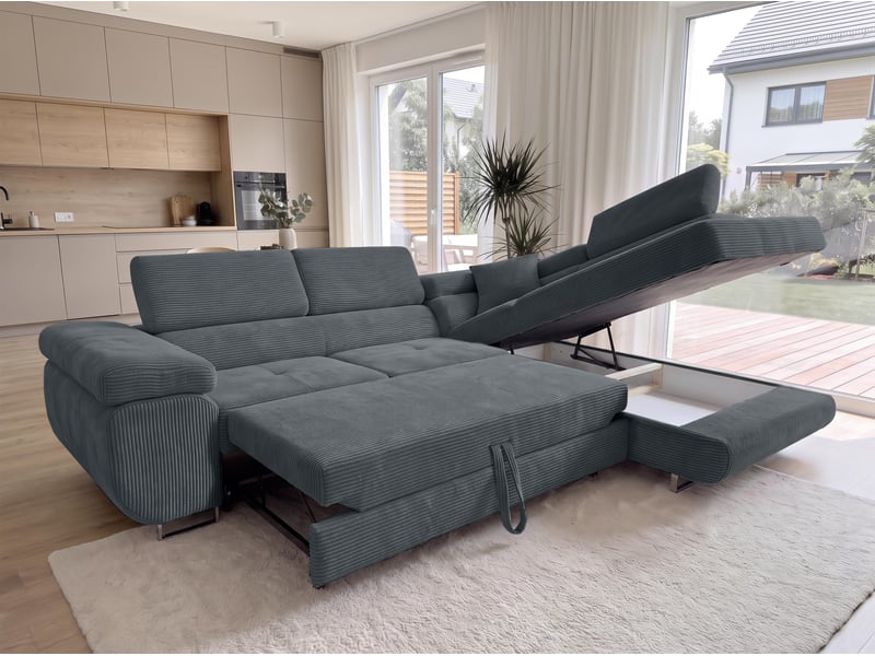  Canapé convertible konak 276 cm avec coffre et têtières – gris foncé Konak - Conforama C