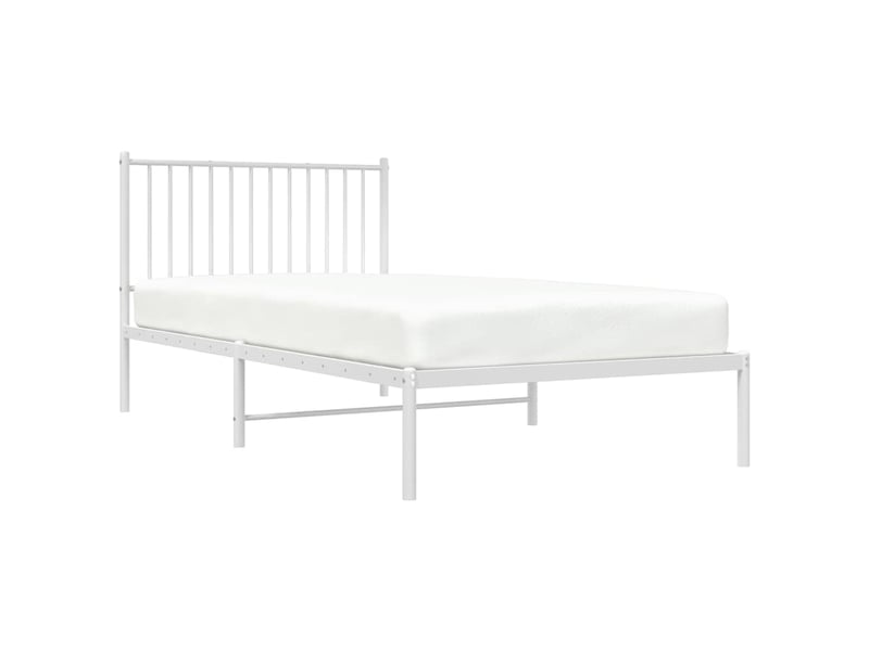  Lit simple- lit adulte -  cadre de lit métal sans matelas et tête de lit blanc 100x200 cm  - Conforama D