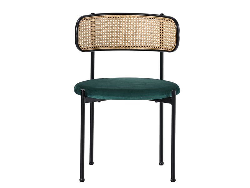  Lot de 4 chaises vertes en rotin sur piètement métallique – design moderne salon ou chambre – coforama  - Conforama A